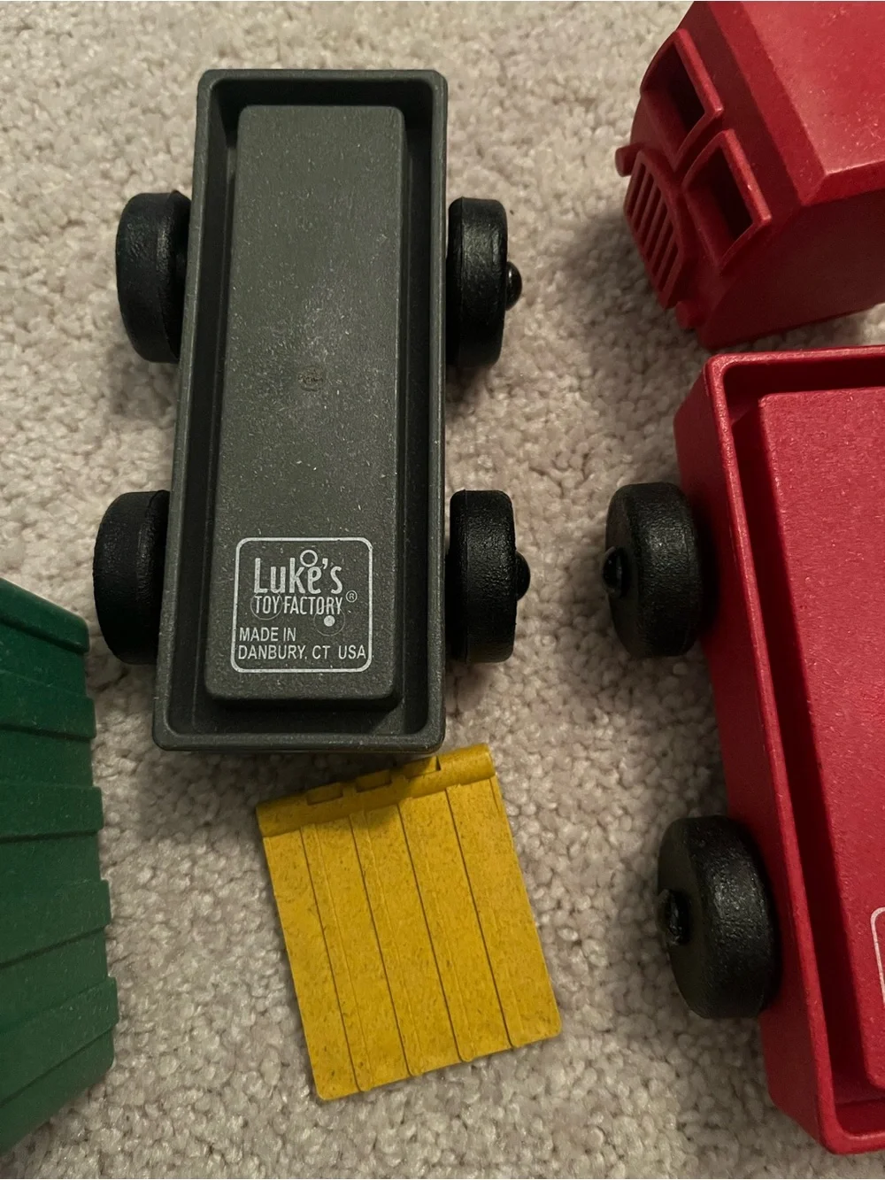 Toy Truck Playset - Blue Recycle Truck & Red Fire Truck